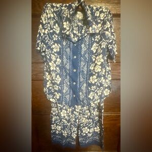 Koret City Blues M Linen Blend Floral Set, Vintage